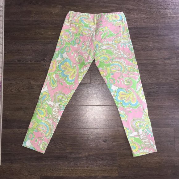 Lilly Pulitzer Pink Green White Worth Skinny Jeans - Picture 7 of 7